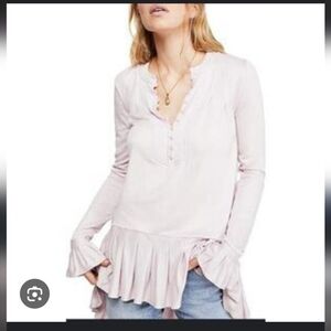 Free People Mixed Media Thermal‎ Top Size XS